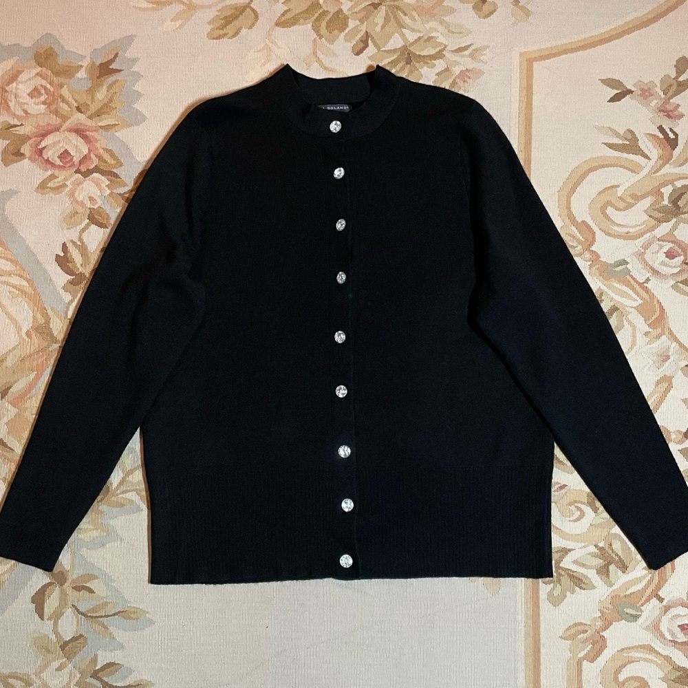 Elena Solano Black Merino Wool Sweater